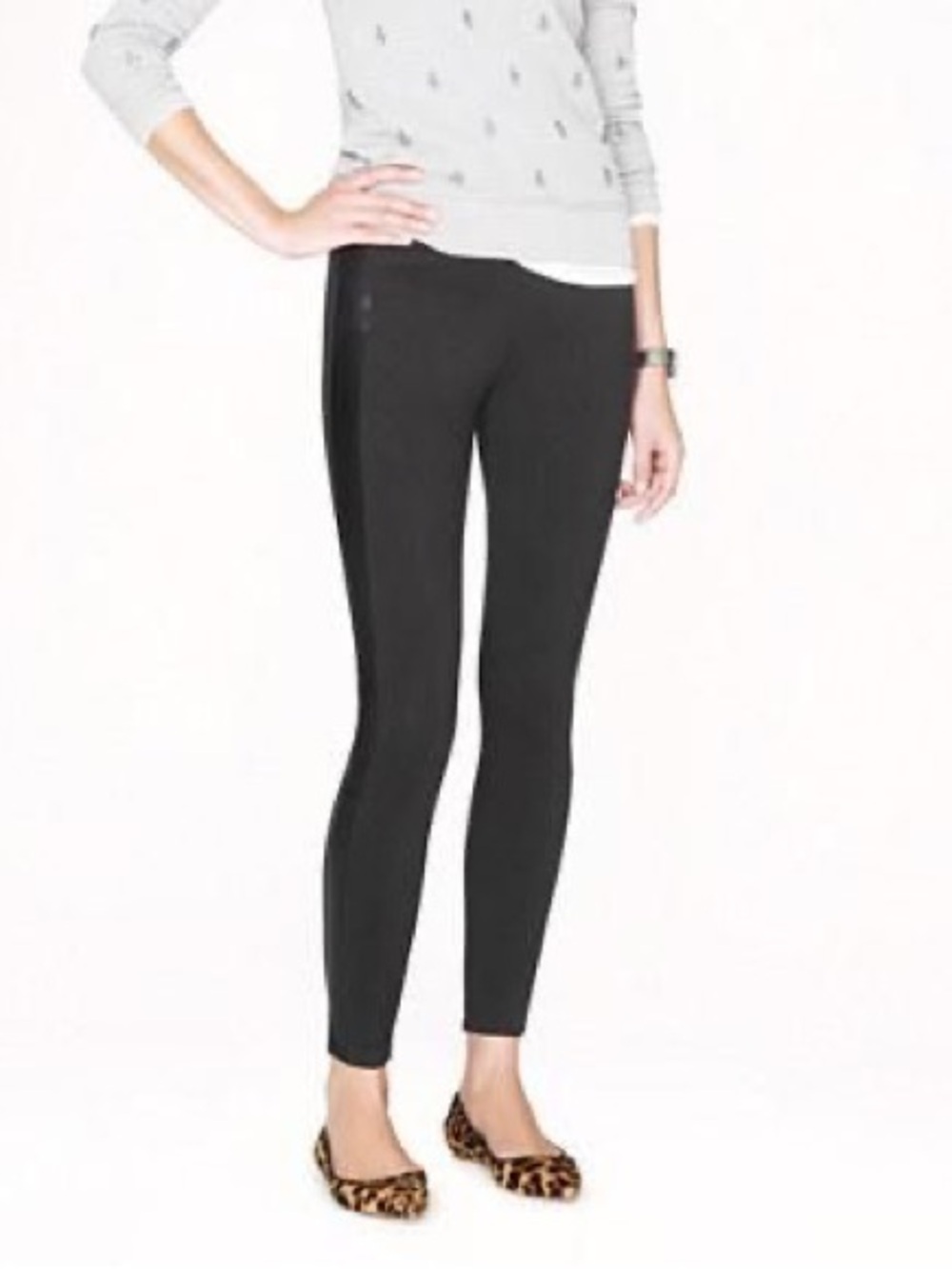 J. Crew Pixie Pant with Leather Tuxedo Stripe